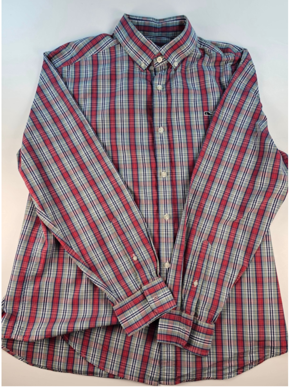 Vineyard Vines Whale Shirt Men’s Large Plaid Button Down Long Sleeve Cotton
